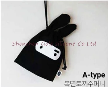 

1000pcs/lot White Balck Ninja Rabbit Travel Pouch For Lunch Fold Storage Bag