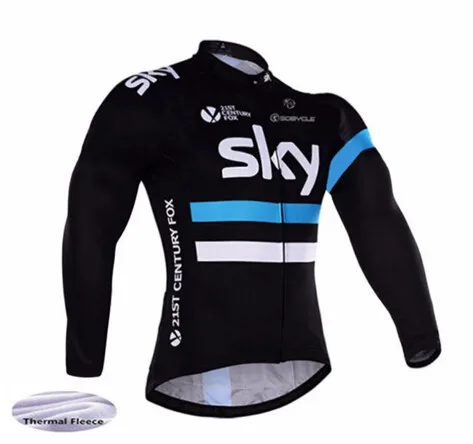 

2018 sky Cycling Jersey Winter Long Sleeve Bike Clothes Thermal Fleece Roupa De Ciclismo Invierno Hombre MTB Bicycle Clothing