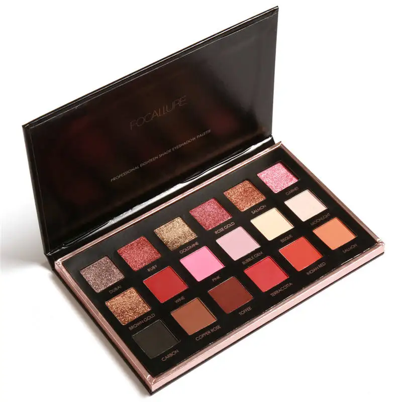 

Focallure 2017 New 18 Colors Eyeshadow Makeup Palette Waterproof 3D Metal Shimmer Glitter Eye Shadow Powder plate Cosmetics