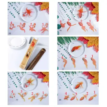 

5 Sheets Gold Fish 3D Mold Resin Stickers Decal Landscape Decorative DIY Crafts Material Decoration Jewelry Filling Tools