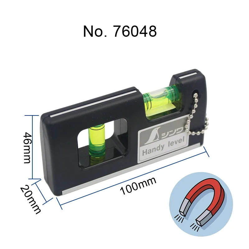 SHINWA Высокое качество Портативный магнитный уровень линейка спиртовой уровень с магнитом черный белый цвет 100/200 мм - Цвет: 76048