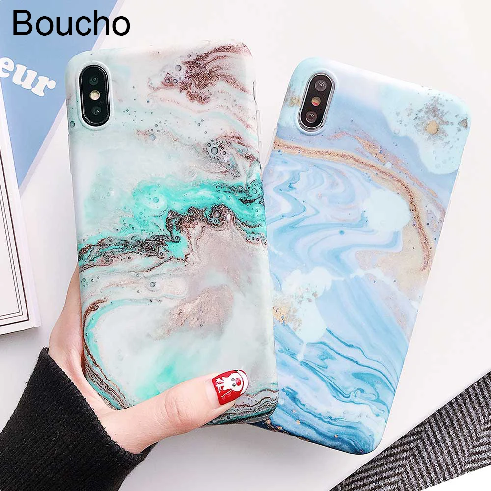 Силиконовые чехлы Boucho для iphone XS MAX XR X 8 plus 6 Модный Цветной чехол под мрамор 6s 7