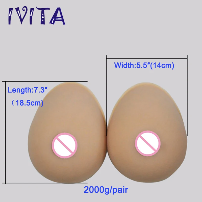 2000g/Pair Beige Realistic Silicone Breast Forms Artificial Breasts Boobs Mastectomy Silicone Breast Prosthesis Size 12