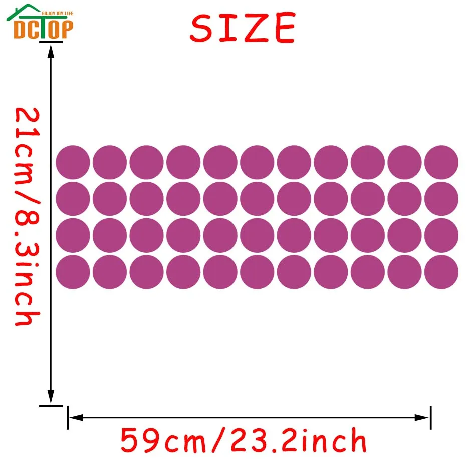 5 см, 44 шт., Наклейки на стены в Золотой горошек, сделай сам, детские комнаты, круглые обои, украшение для дома, искусство, виниловые наклейки на стены, художественные фрески - Цвет: Фиолетовый