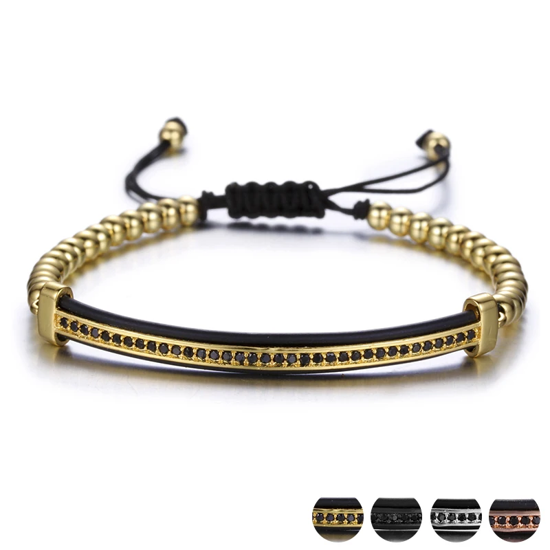

Geometric Circle Arc Design Metal Beads Bracelets For Men Hand Chain Charm Jewelry Handmade Adjustable Bead Bracelet