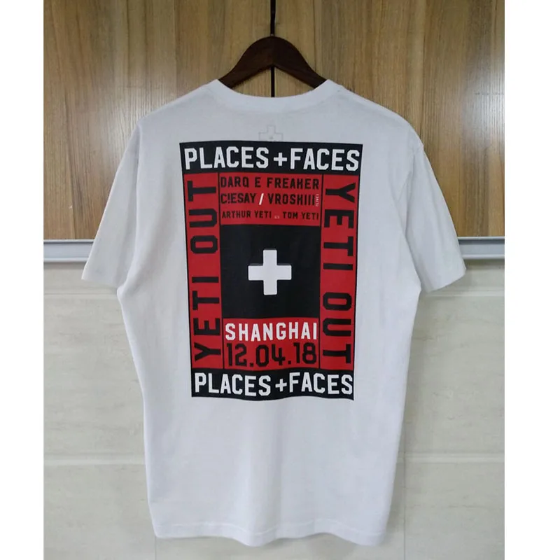 New Short Sleeve Places+Faces T Shirts Women Men Hip Hop Streetwear Oversized Cotton T Shirt Yeti Out Skateboard Tee PlacesFaces - Цвет: 1