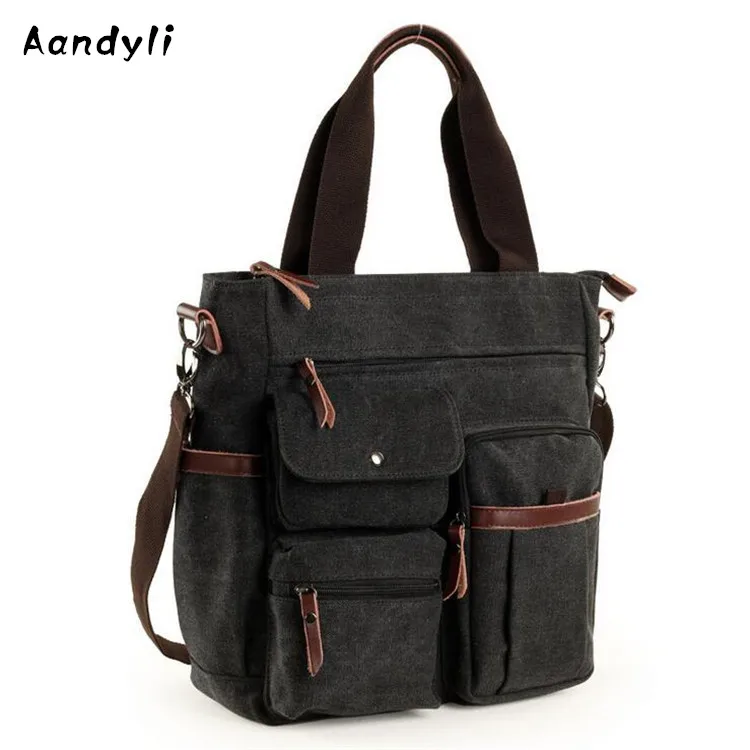 

2017 Canvas Shoulder Bag Large Casual Men's handbags Multi-function Crossbody Bag