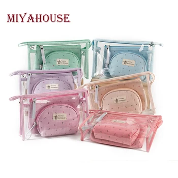 

Miyahouse PVC Ladies Toiletry Bag 3pcs/set Travel Pouch Anchor Printed Women Makeup Bags Waterproof Portable Female Cosmetic Bag