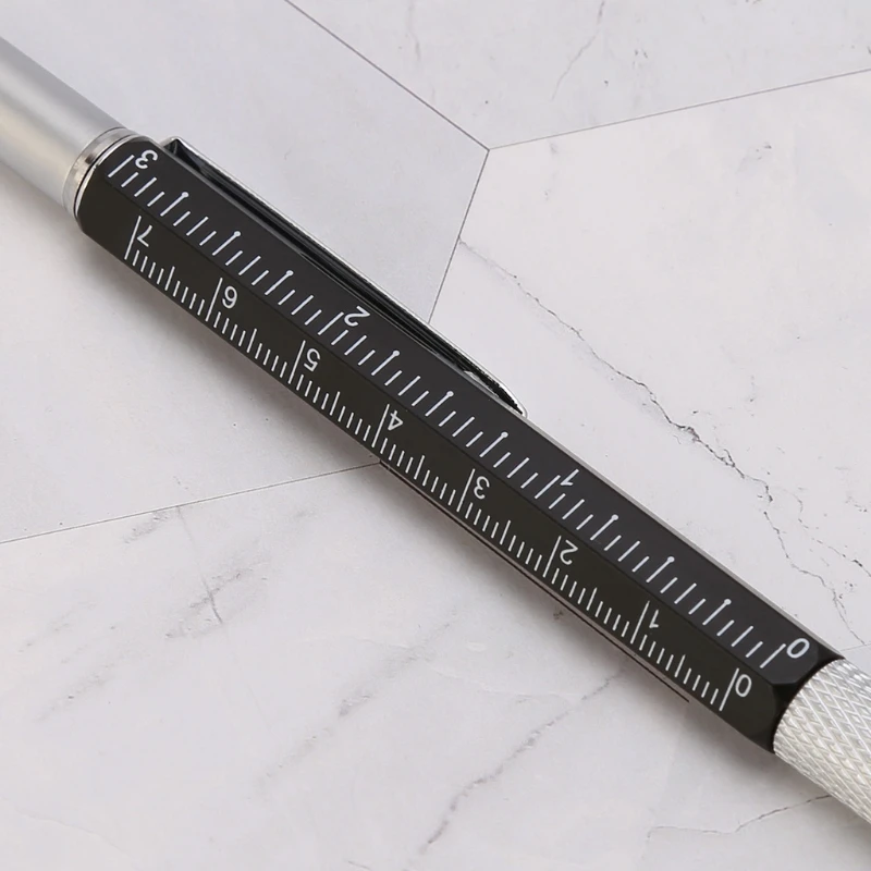 Металлическая шариковая ручка 6 в 1 многофункциональная креативная Шариковая Ручка-отвертка линейка спиртовой уровень