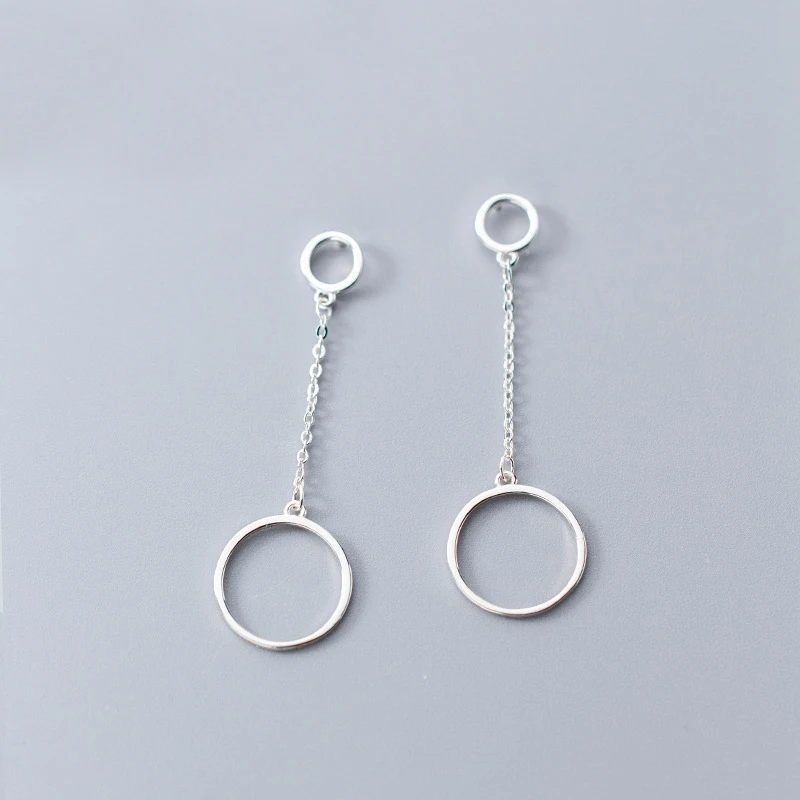 

MloveAcc Unique Design 100% 925 Sterling Silver Earrings Geometry Round Circle Drop Earrings for Women