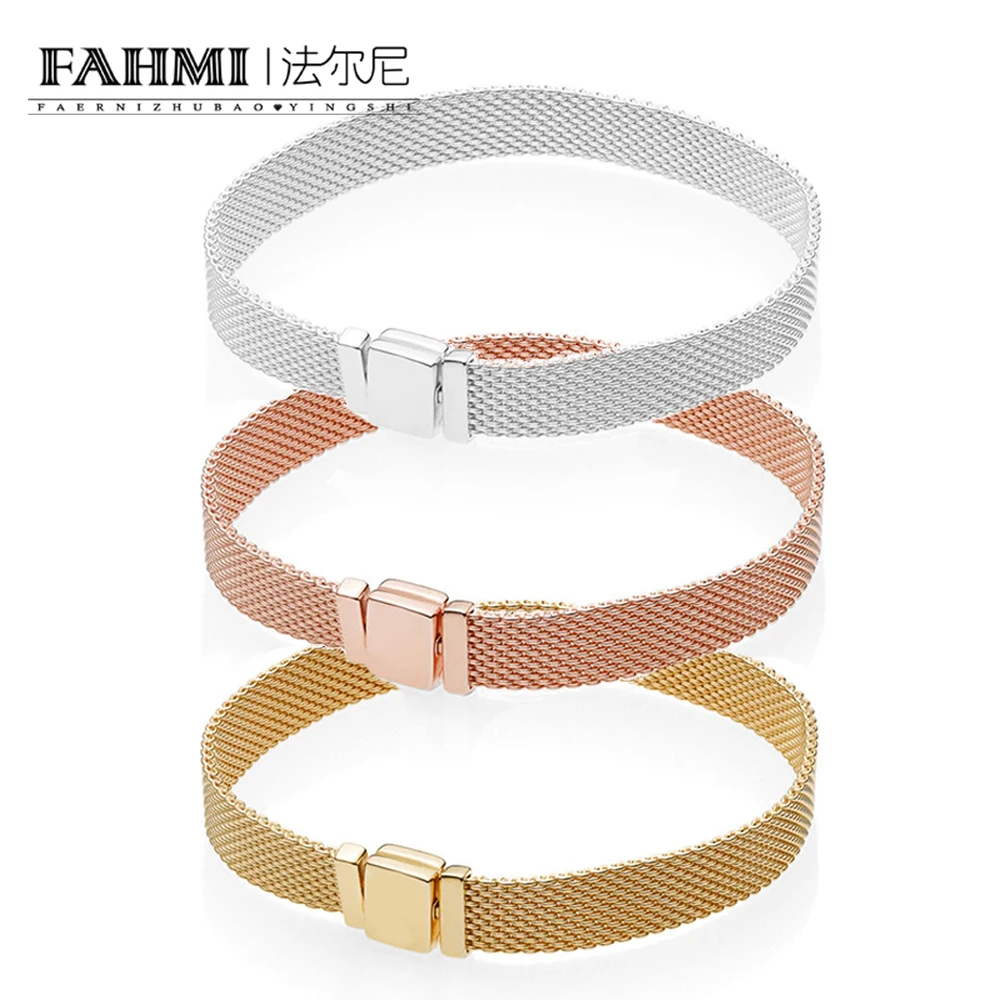 

FAHMI 100% 925 Sterling Silver 597712 567712 587712 ROSE SHINE REFLEXIONS BRACELET Women's Wedding Vintage Charm Luxury Jewelry