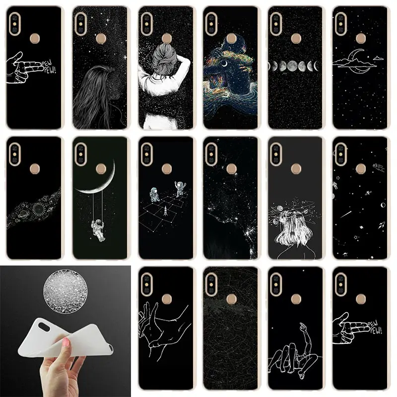 

Fashion Soft Cover Phone Case For Xiaomi Redmi Note 7 6 5 4x redmi 7 6pro 6a s2 5a 4a 4x 5plus 7A pretty black picture skin