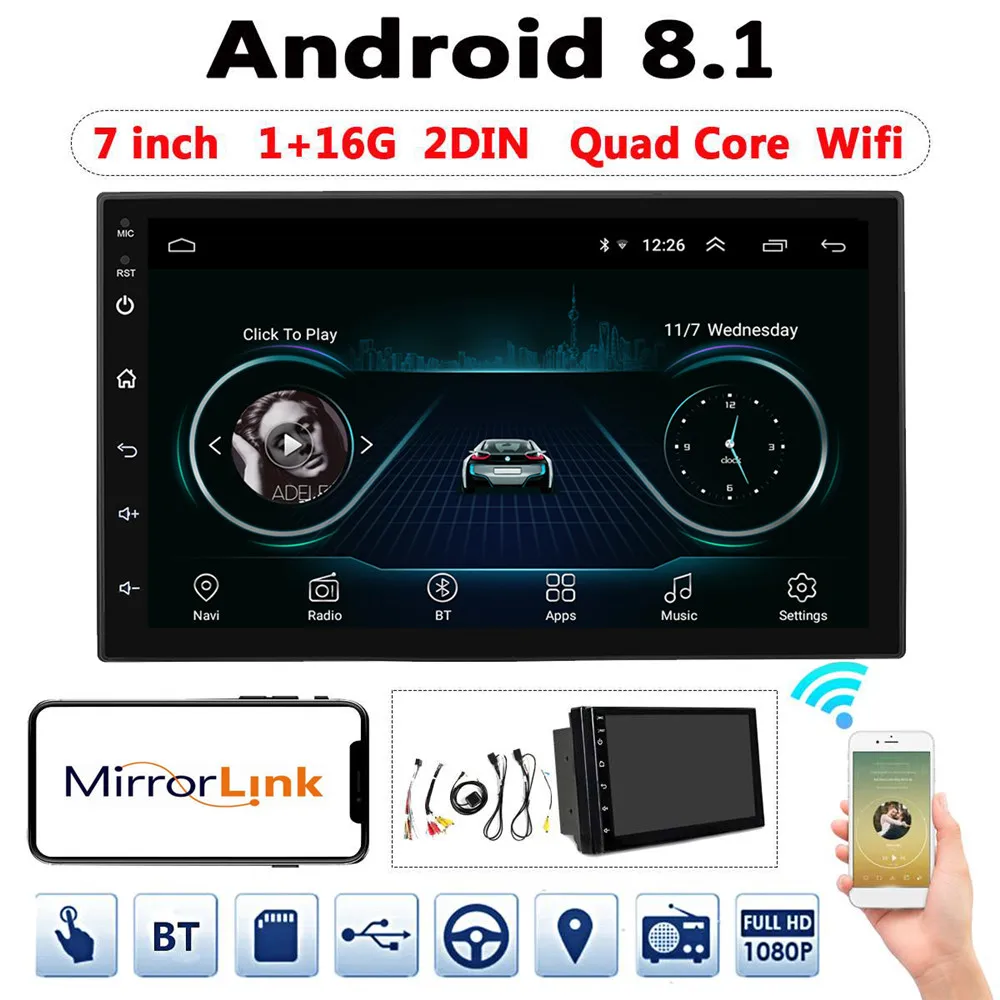 

7 inch 2Din Universal Car Radio GPS Navigation Android 8.1 Car Multimedia Player Autoradio WiFi Bluetooth USB FM Car Stereo