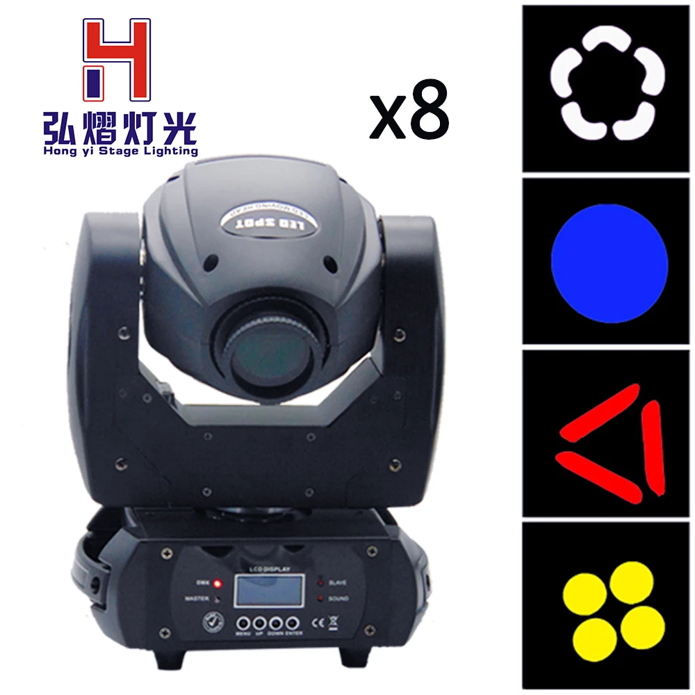 

8pcs/lot LED Moving Head Light 3 Face Prism Spot Light with Rotation Gobo for DJ Stage Dmx