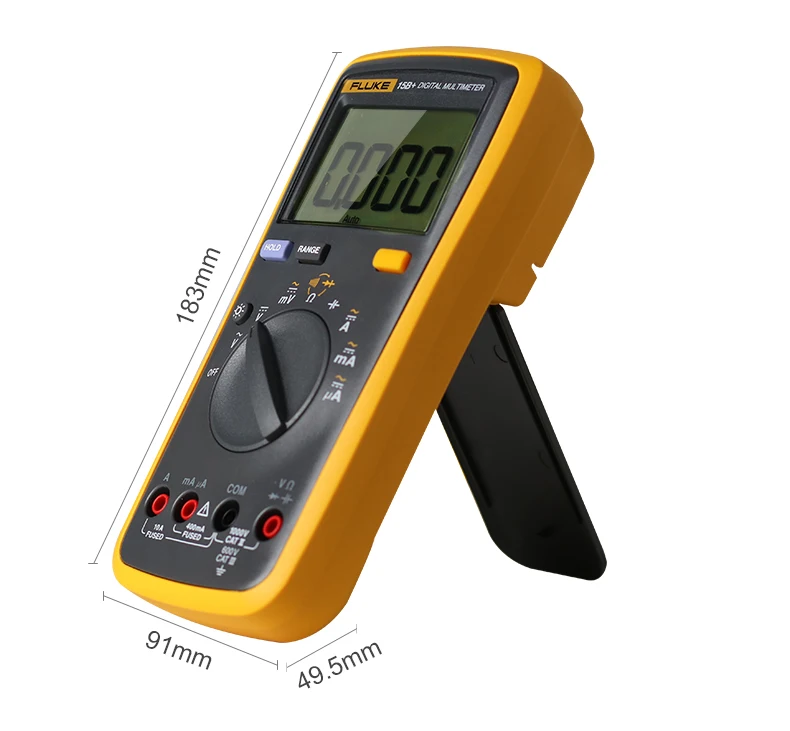 FLUKE 17B+ цифровой мультиметр AC/DC напряжение, ток, емкость, Ом тестер температуры Авто/ручное измерение диапазона