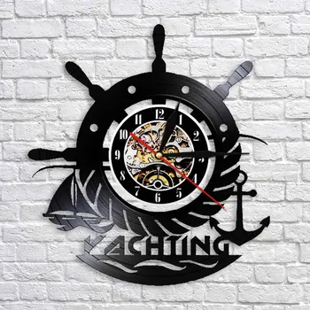 

Handmade Art 3D Watch Wall Clock Yachting Sport Vinyl Record Sailing Yachtsman Time Clock For Living Room Decoration