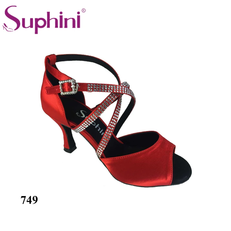 Бесплатная доставка 2018 Suphini Латинская Сальса обувь Новый модный стиль Женская танцевальная обувь кристалл Латинская танцевальная обувь