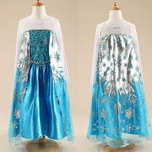 Haute qualité Custom Elsa et Anna filles princesse enfants parti tissu robe robes nourrissons robe d’été bébé enfants Cosplay robes