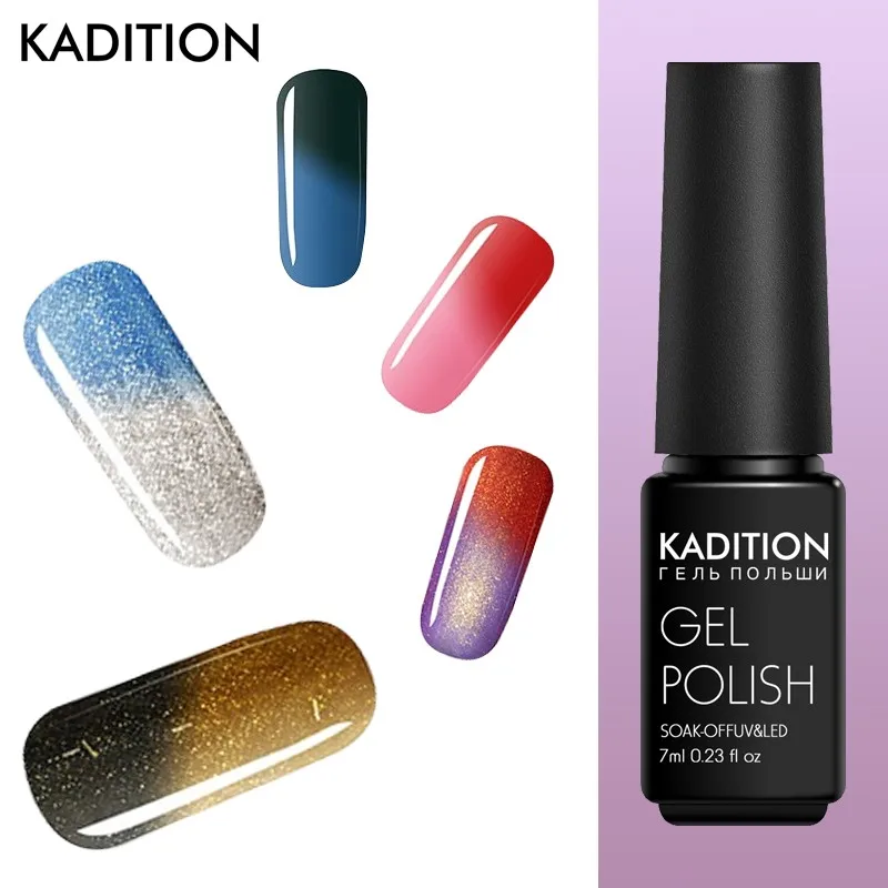 KADITION 7ml Temperature Changing Color Gel Varnish Thermo UV Nail Polish Soak Off Long Lasting Beautiful Glue Lacquer | Красота и