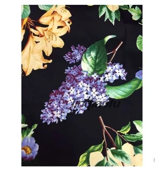 

Handmade diy fabric fabric Wisteria flower blue peony cotton satin print fabric