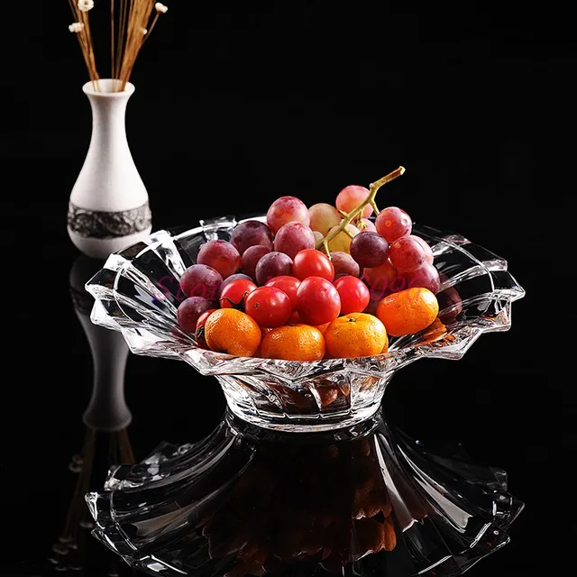 Transparent glass fruit plate set Creative fruit plate rotating fruit