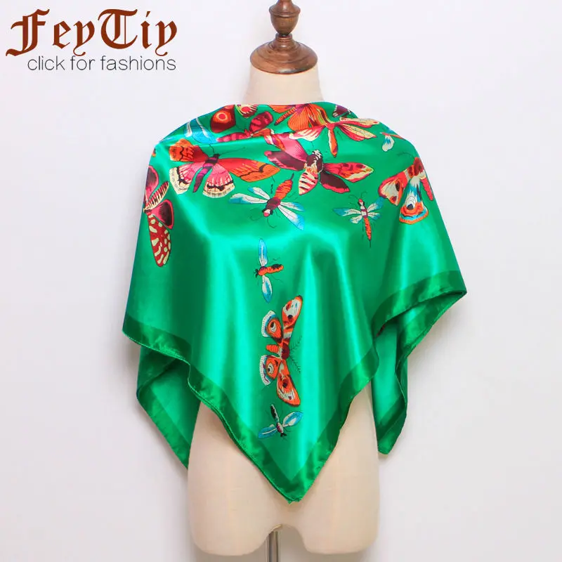

Fashion Scarves For Women Animal Print Silk Satin Scarf Female Luxury Brand Square Shawl Scarfs For Ladies large Hijab 90cm*90cm
