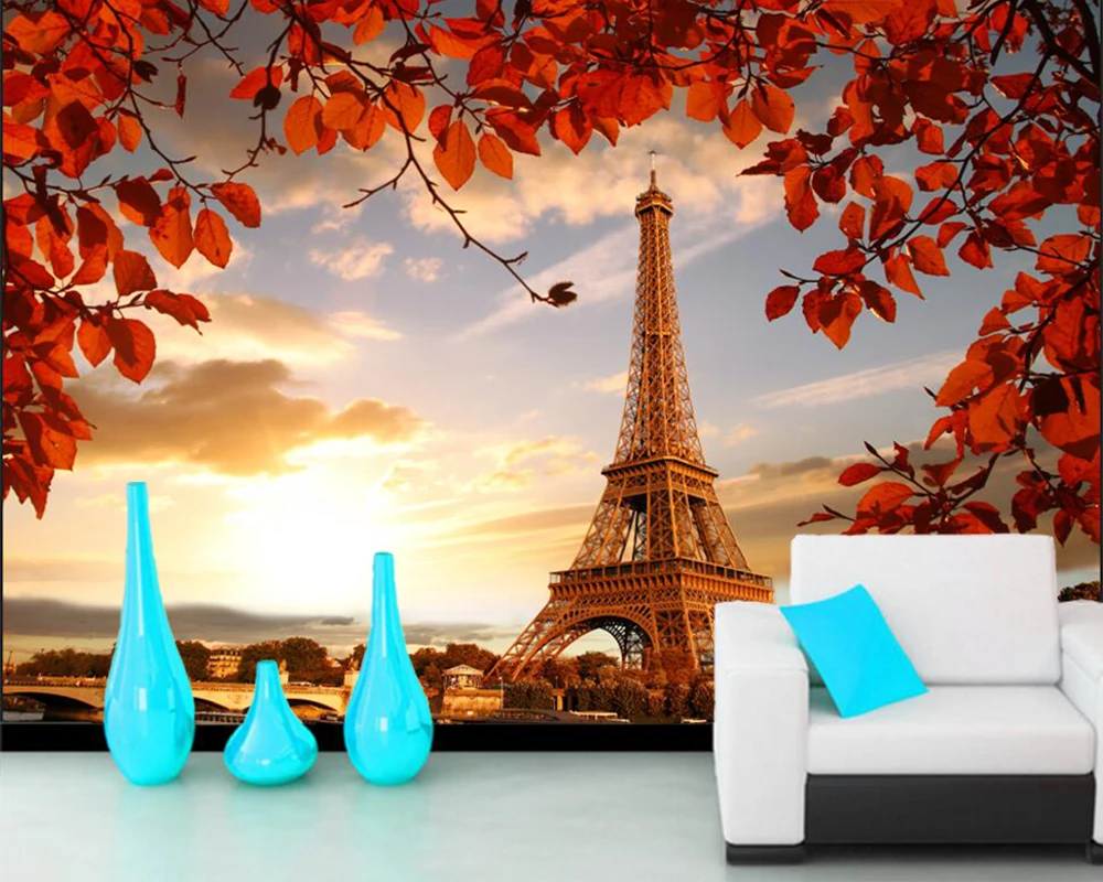 Papel de parede Autumn Eiffel Tower Paris photo Leaf 3d wallpaper,living room TV sofa wall bedroom wall papers home decor mural Papel de parede Autumn Eiffel Tower Paris photo Leaf 3d wallpaper,living room TV sofa wall bedroom wall papers home decor mural