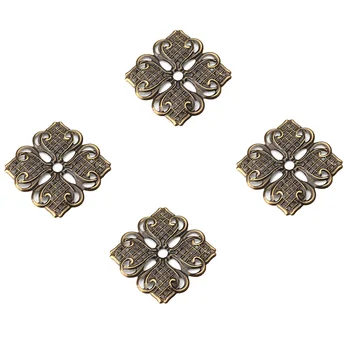 

50pcs/lot 35*35mm antique bronze alloy hollow engraving flower spacers charms pendant fitting women diy necklace jewelry finding