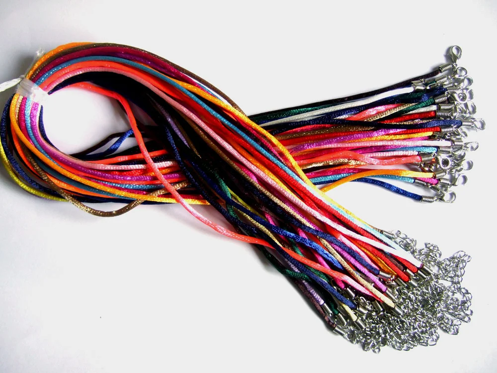 50pcs 2mm mixed Satin Silk Necklace Pendant Cord 30 or 36 inches Self
