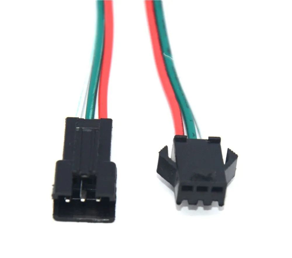 

3 pin 10pcs /5pairs jst connector male and female butt connecting line spacing for WS2811 WS2812B RGB LED Strip