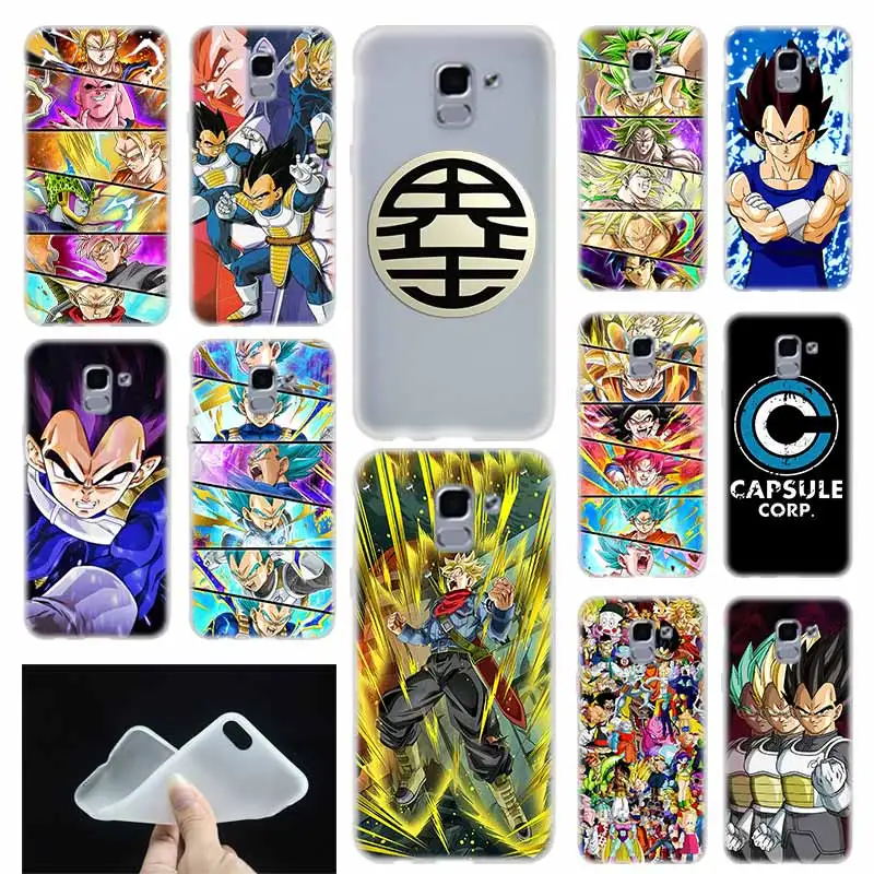 

case Soft Coque For Samsung Galaxy J6 J8 J3 J5 J7 J4 Plus 2018 2016 2017 EU Prime Pro Ace vegeta body armor bejita dragon ball