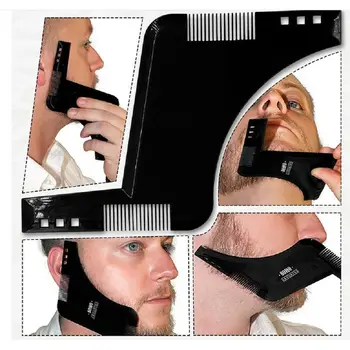 

Hot sale Double-side Beard Shaping Styling Template Beard Comb Men Shaving Tools ABS Comb for Hair Beard Trim Template Combs