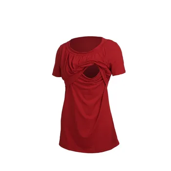 

Maternity Clothes 2018 Pregnant Breastfeeding Short Sleeve Tees Tops Hot Sale Nursing T-shirt Double Layer For Pregnant Women