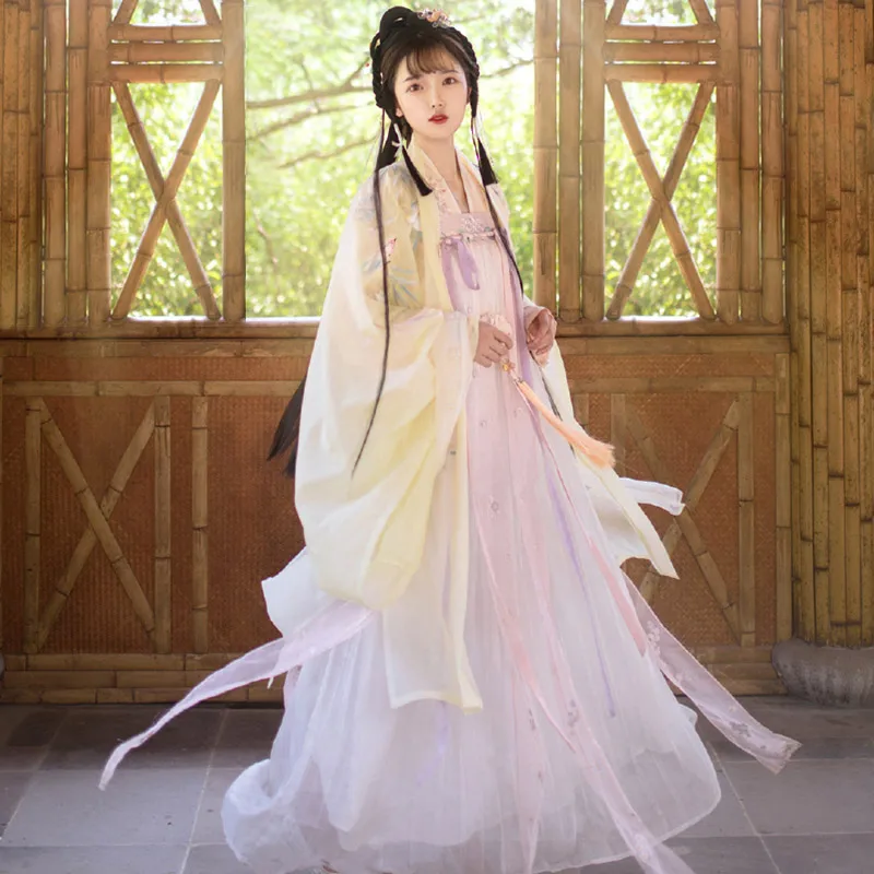 

Hanfu Traditional Chinese Clothes Costumes Fairies Wide Sleeved Fairy Skirt Chinese Style Dresses Women Stage Show Wear DN3436