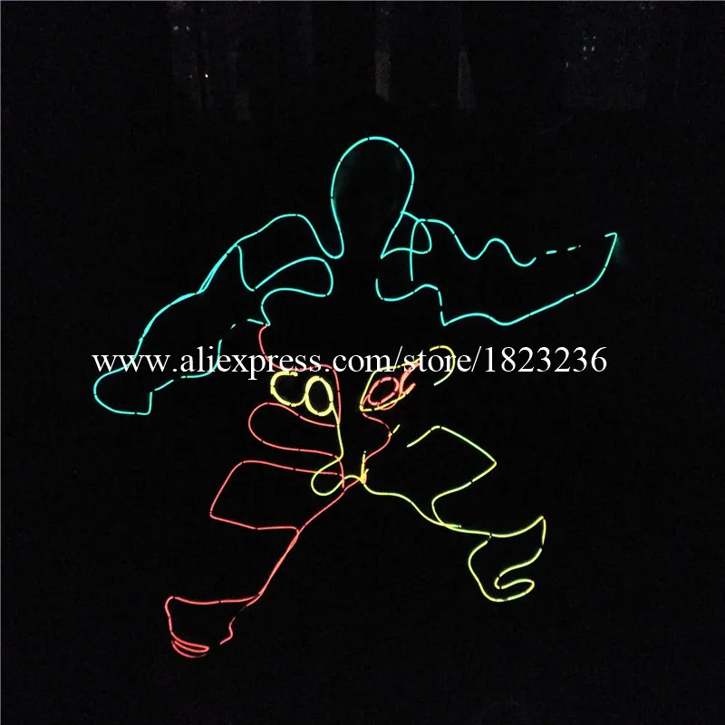 Cheap Super Bright Colorful EL Wire Clothes Luminous Ballroom Costumes Suit Dance Wear For Stage DJ Bar Party Show