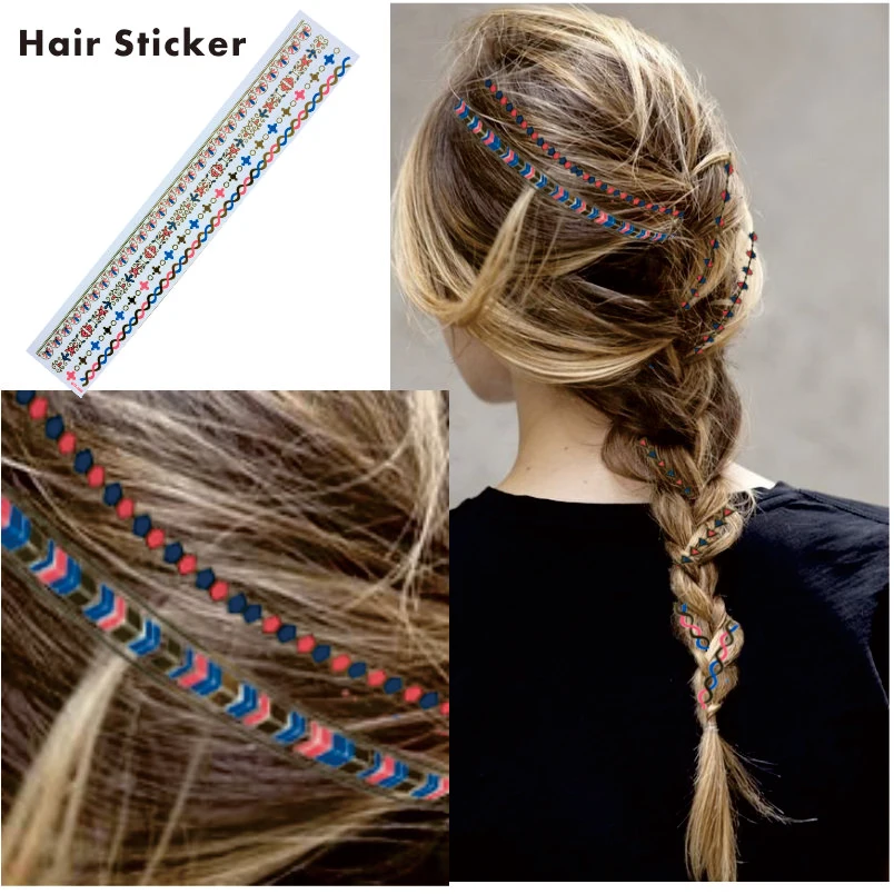 

#HSALL 1pc Beautiful Peel and Stick Hair Tattoo Sticker Party Items and Hair Accessories