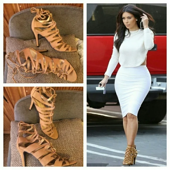 kim kardashian lace up heels