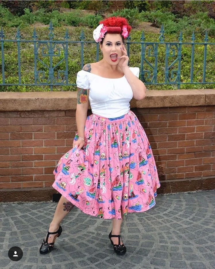 

30- women retro vintage 50s swing Jenny Skirt in pink neverland Print midi skirts plus size 4xl saia rock pinup faldas skirts