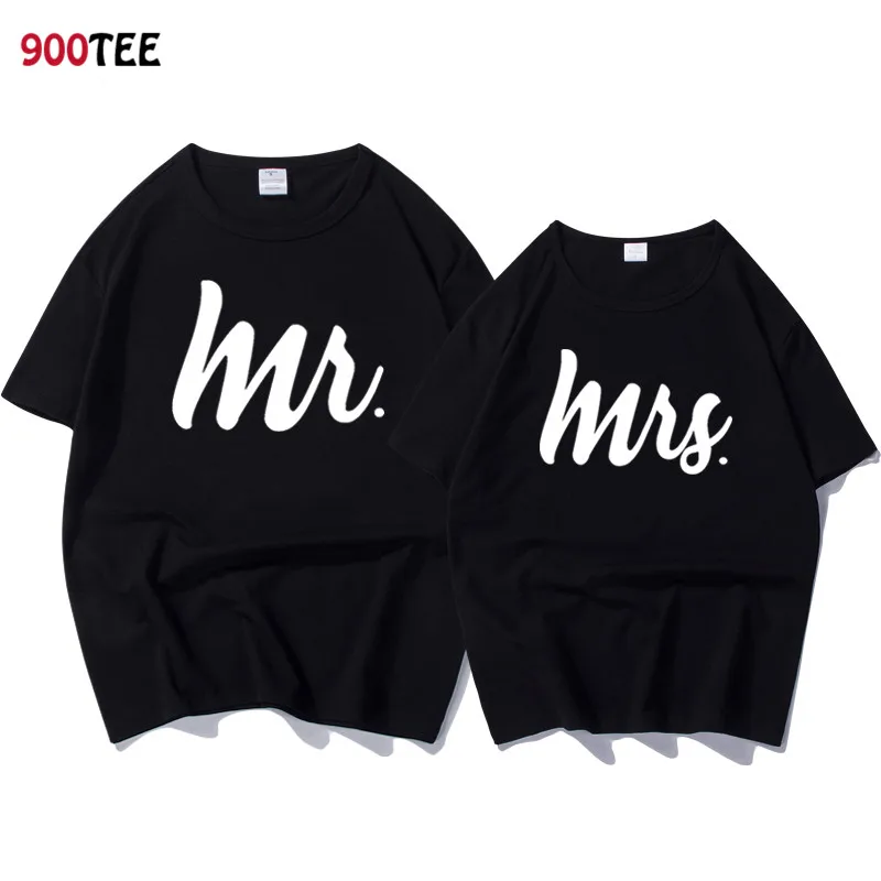 Новая футболка для мужчин и женщин с принтом Mr Mrs парная одежда влюбленных Femme