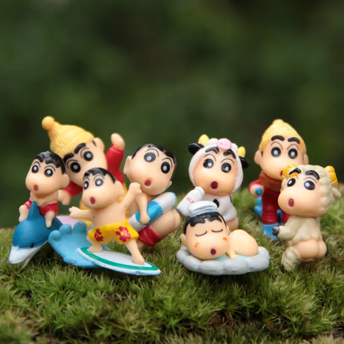 8 шт./лот экшн фигурки Crayon Shin chan мини Q версия 3 см ПВХ микроскопические украшения