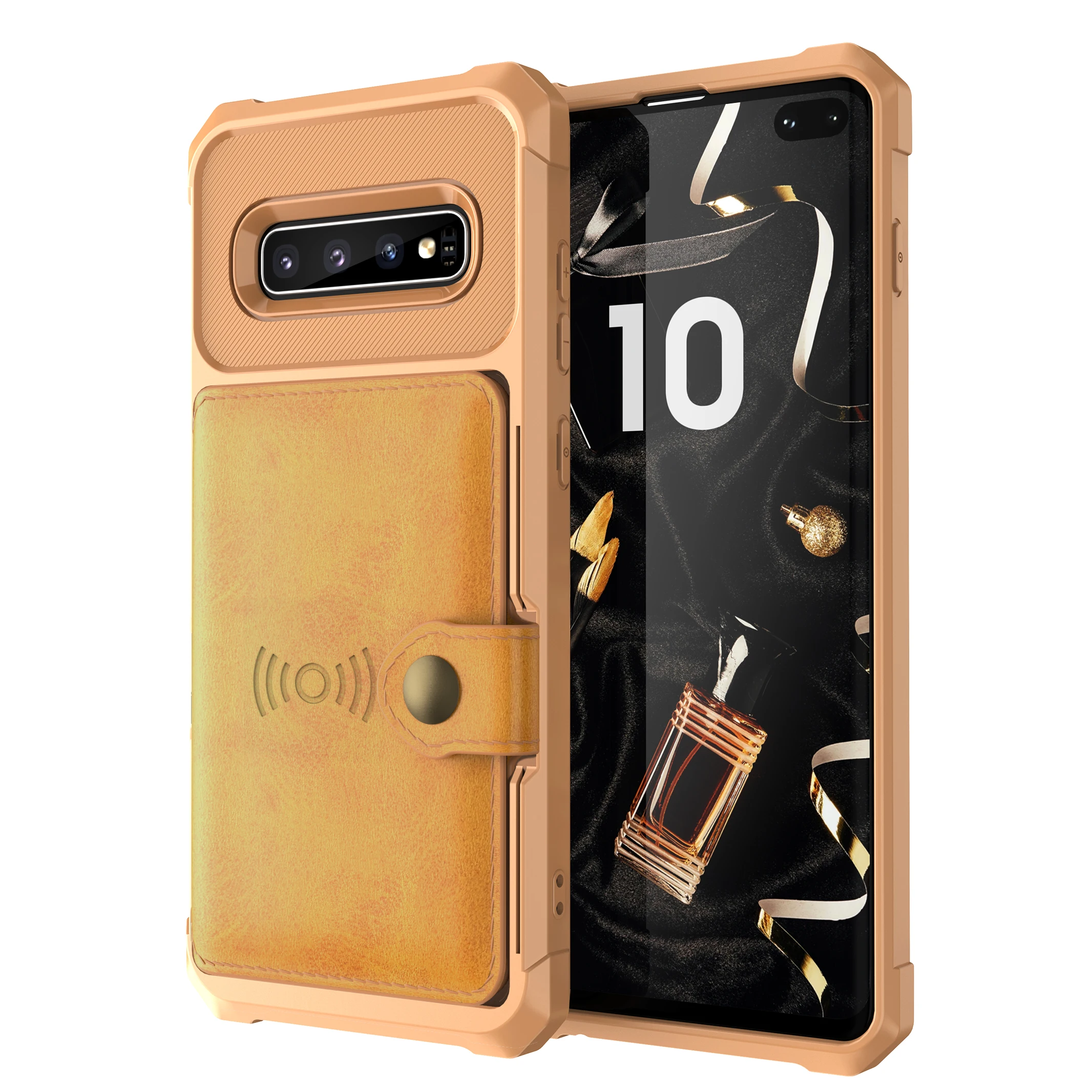 Делюкс многофункциональный кожаный бумажник чехол для samsung Galaxy S10 плюс S10e держатель для карт Гибридный Силиконовый бампер чехол на заднюю панель - Цвет: Orange
