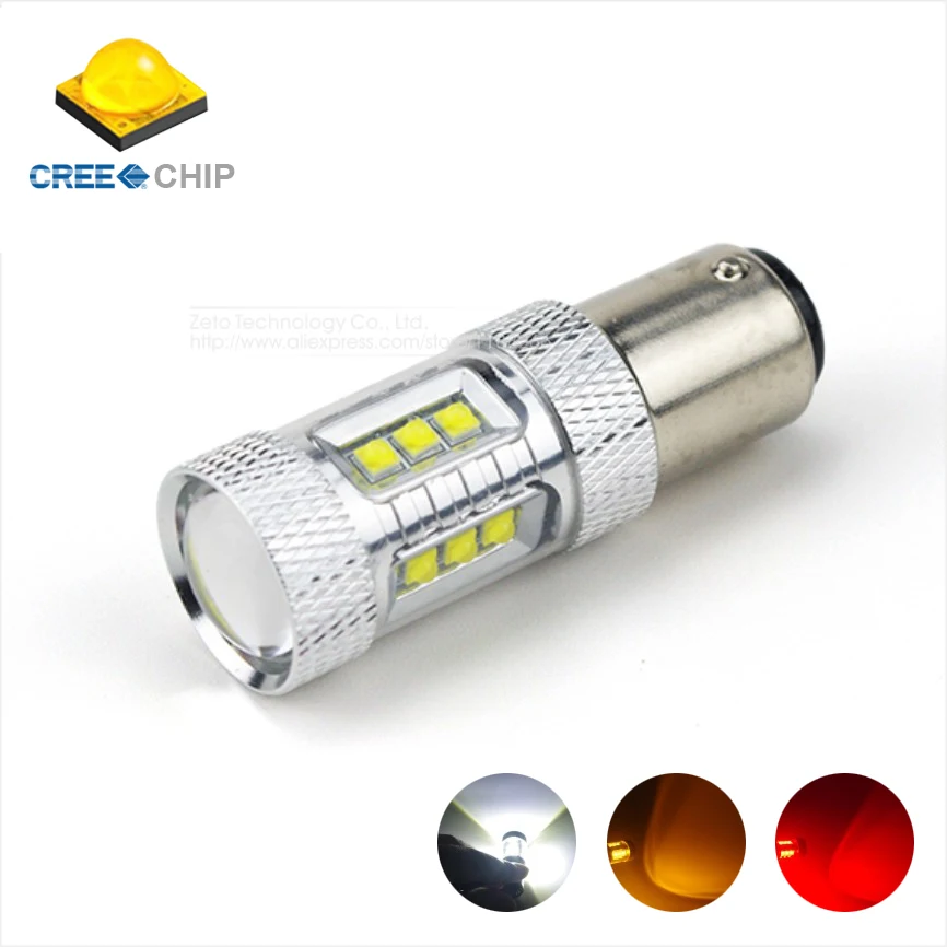 Discounts Price 2x S25 1157 80W BAY15D Cree Chip XBD LED Light Bulb P21/5W Car Reverse Backup Brake Light Turn Parking Signal Light White/Amber