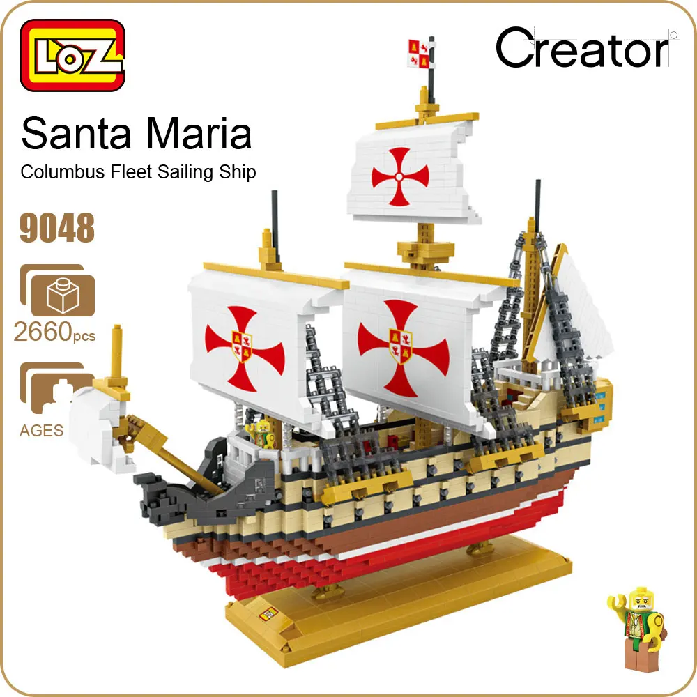 

LOZ Diamond Blocks Santa Maria Ship Model Boat Blocks Creator Building Assembly Toy Kids Micro Brick Educational Toys DIY 9048