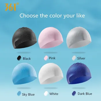 

361 Multi color White Pink Swim Cap Adult Swimming Cap Silicone Waterproof Pool Swim Hat for Men Women Kids Swimming Accessories