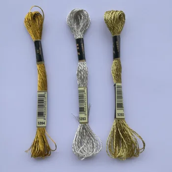 Oneroom 크로스 스티치용 금속 실, DMC 치실 5283 실버 5282 라이트 골드 5284 골드 자수와 동일한 색상, 1 개