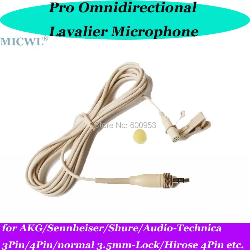 

MICWL Beige ME2 mini Wireless Lavalier Clip Lapel Microphone for Sennheiser AKG Shure Audio-Technica Beltpack 3Pin 4Pin 3.5mm