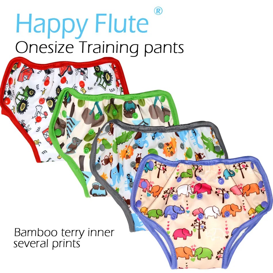 

HappyFlute OS Pull-up training pants,bamboo terry inner with a sewn-in insert, fits 5-15kg baby, height adjustable