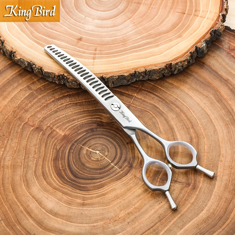 

Professional pet dog grooming scissors Curved thinning shears 6.75 INCH 21 teeth Left Right hand Matte silver Kingbird NEW