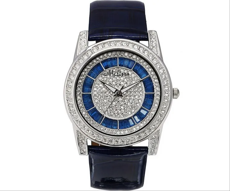 

Elegant Women MELISSA Genuine Leather Watches Japan Quartz Full Rhinestone Dress Wrist watch 30M Waterproof Relojes Montre femme