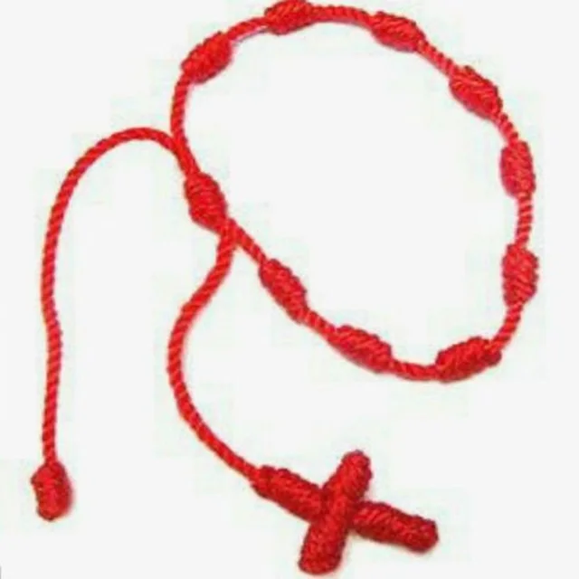 2 Pcs Red Handcraft Knotted Rosary Cross Bracelet Chinese Lucky 2 Pcs Red Handcraft Knotted Rosary Cross Bracelet Chinese Lucky String Simple Style Rope Cord